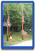 Flagpole raising at Topridge
