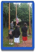 Flagpole raising at Topridge